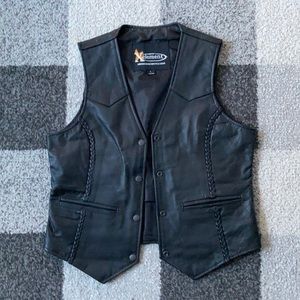Xelement leather biker vest.